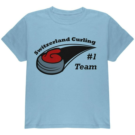 Winter Games Curling Team Switzerland Youth T Shirt Light Blue YMD
