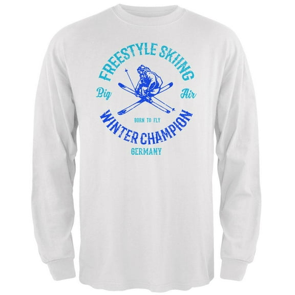 Winter Games Freestyle Skiing Champion Germany Mens Long Sleeve T Shirt White 2XL