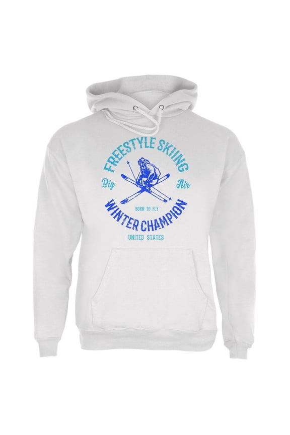 Winter Games Freestyle Skiing Champion USA Mens Hoodie White MD