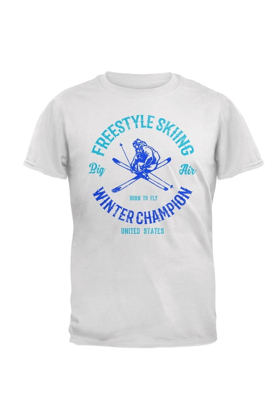 Winter Games Freestyle Skiing Champion USA Mens Soft T Shirt White MD