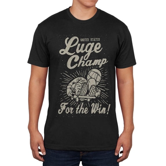 Winter Games Luge Champ For the Win USA Mens Soft T Shirt Black 2XL