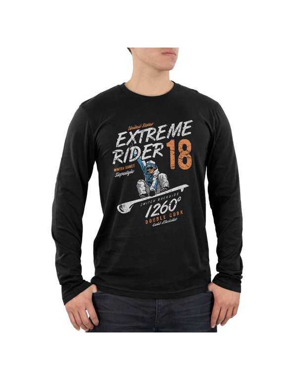 Winter Games Snowboarding Extreme Rider USA Mens Soft Long Sleeve T Shirt