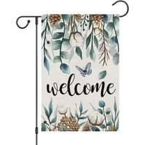 Winter Garden Flag 12.5x18 Double Sided, Welcome Winter Leaves Snowflake Seasonal Farmhouse Yard Outdoor Decorative Flag