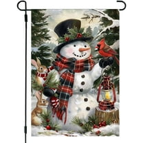 Winter Garden Flag 12x18 Double Sided, Burlap Holiday Farmhouse Snowman Garden Flags Winter Xmas Outdoor Decorations, Small Decorative Christmas Yard Flags for Outside Lawn Porch Decor