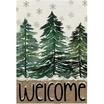 Winter Garden Flag 12x18 Inch Double Sided Burlap for Outside Snowflakes Christmas Trees Welcome Small Holiday Yard Decoration
