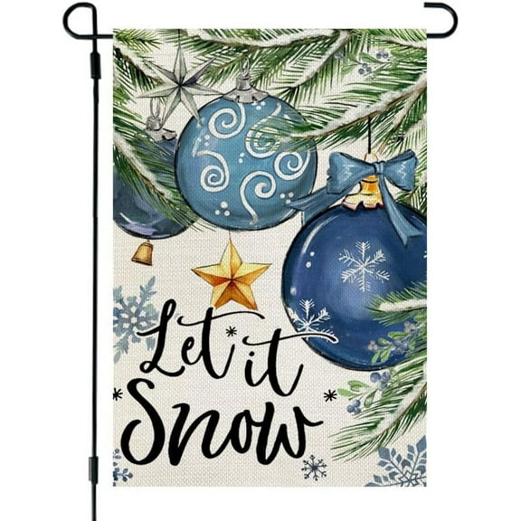 Winter Garden Flag 12x18 Inch Double Sided Small for Outside Welcome Burlap Let It Snow Blue Yard Flag CF1272-12