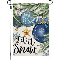 Winter Garden Flag 12x18 Inch Double Sided Small for Outside Welcome Burlap Let It Snow Blue Yard Flag CF1272-12