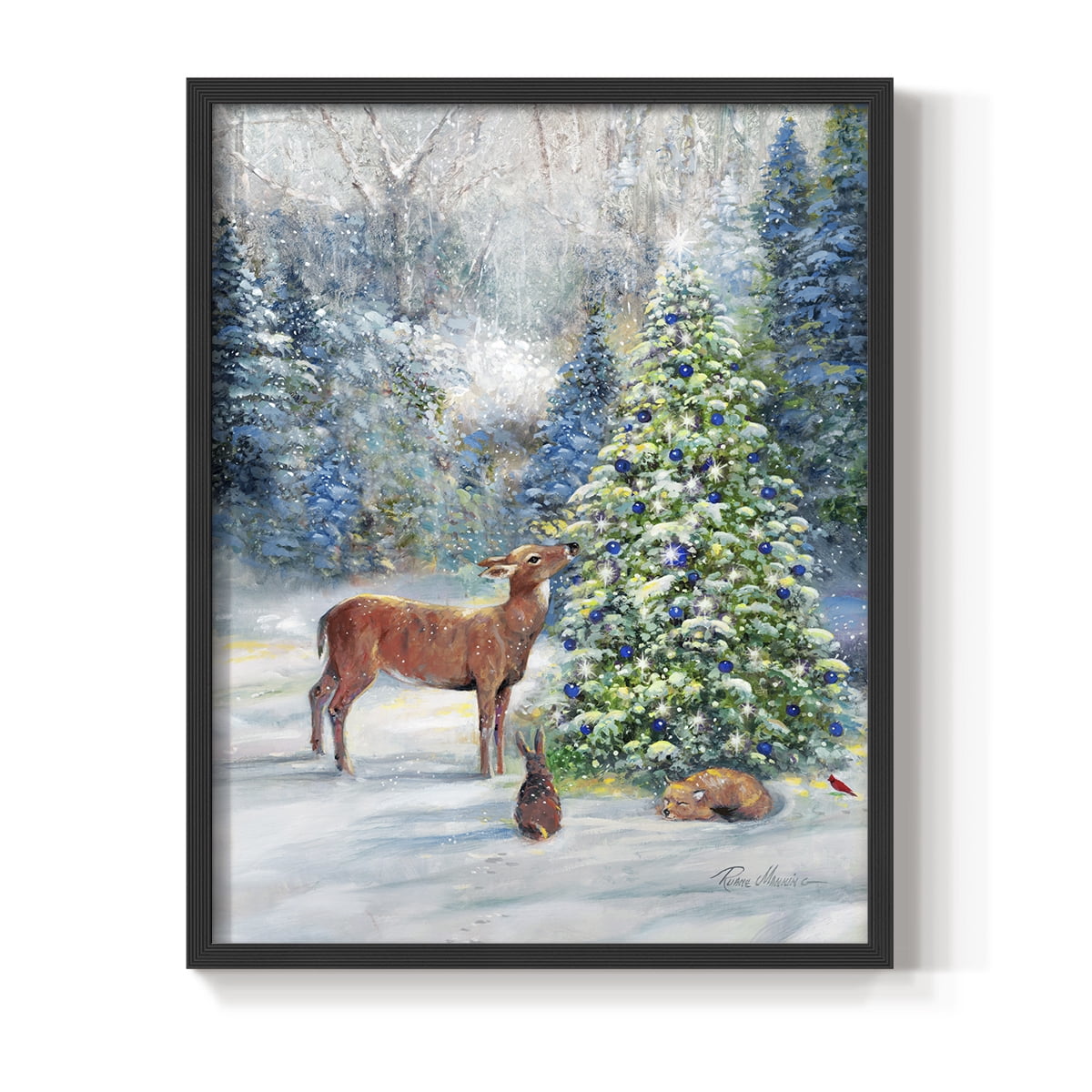 Winter Gathering Framed Print - Solid Wood in Single Picture Frame Solid Wood 2 Framed Print