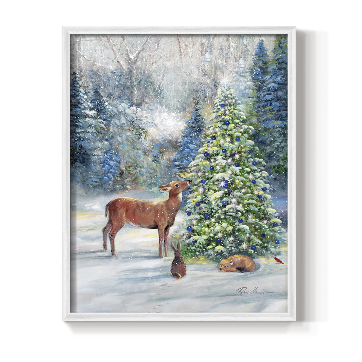 Winter Gathering Framed Print - Solid Wood in Single Picture Frame Solid Wood 2 Framed Print