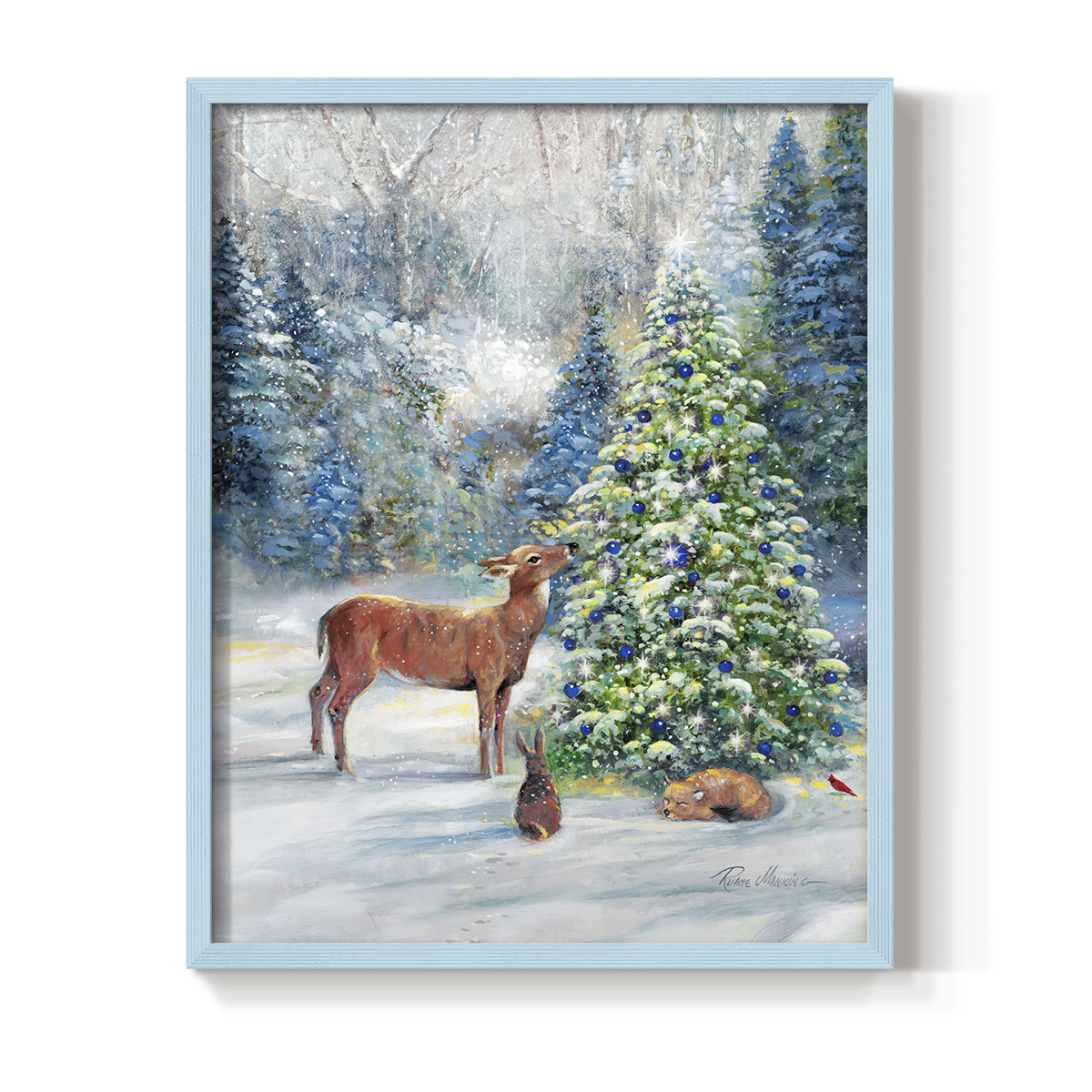 Winter Gathering Framed Print - Solid Wood in Single Picture Frame Solid Wood 2 Framed Print