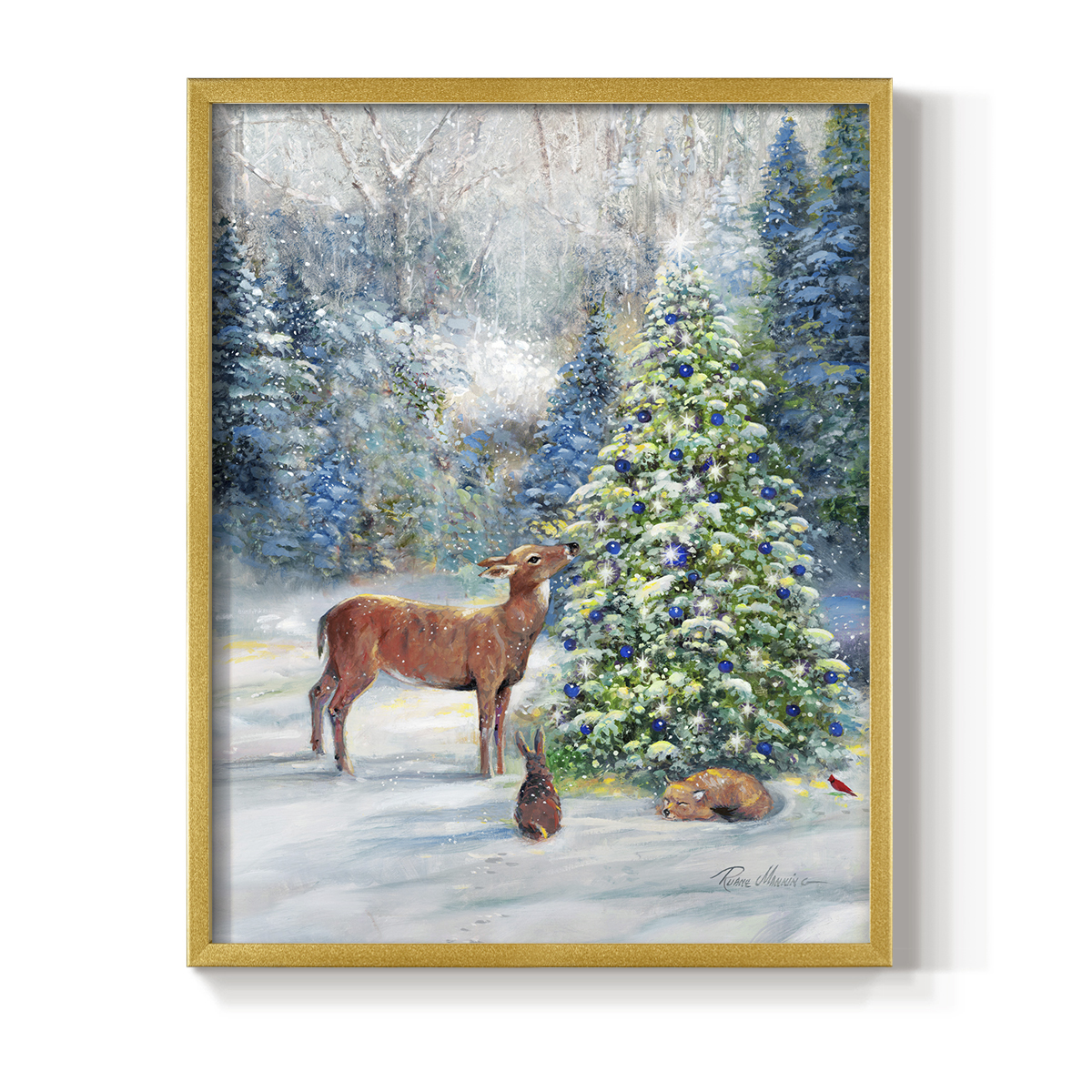Winter Gathering Framed Print - Solid Wood in Single Picture Frame Solid Wood 2 Framed Print