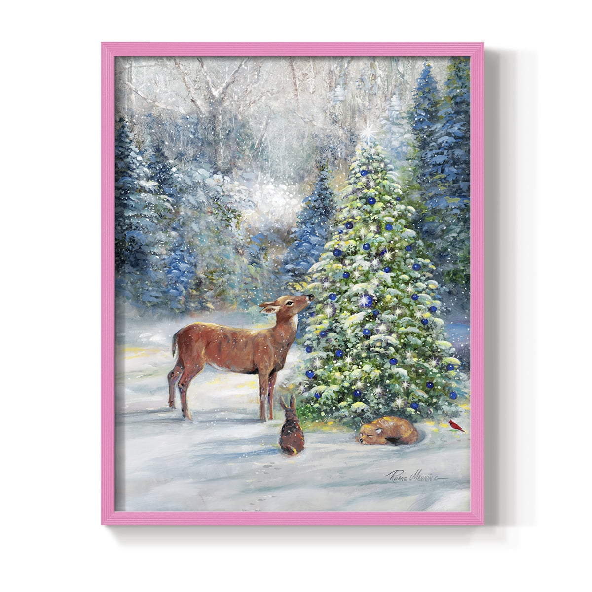 Winter Gathering Framed Print - Solid Wood in Single Picture Frame Solid Wood 2 Framed Print