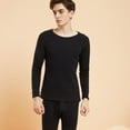 thumbnail image 1 of Winter German Velvet Camel Velvet Thermal Underwear Set Men's Plus Size Plus Velvet Base Underwear Warm Clothing Black XXXL, 1 of 11