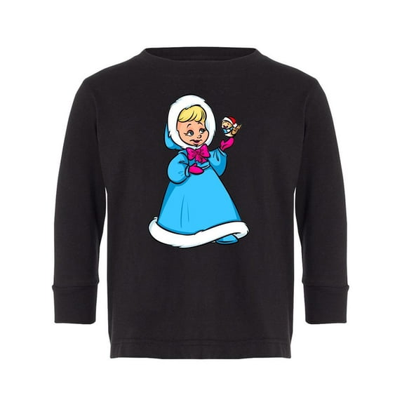 Winter Girl And Bird Long Sleeve Toddler -Image by Shutterstock, 5 Toddler