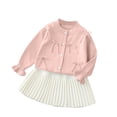 thumbnail image 1 of 9 Month Girl Clothes Sets Winter Girls' Knitted Sweater Set Long Sleeve Button Up Tops Girl's Cardigan Two-Piece Set Top and Skirt,1-8 Years, 1 of 7