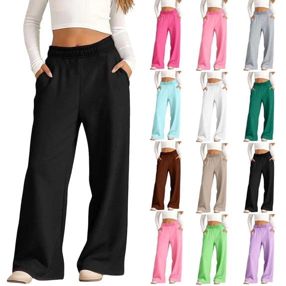 Winter Girls Sweatpants Solid Color Elastic Waist Sports Sweatpants With Side Pockets Slim Gym Athletic Sweatpants All Seasons Wearing