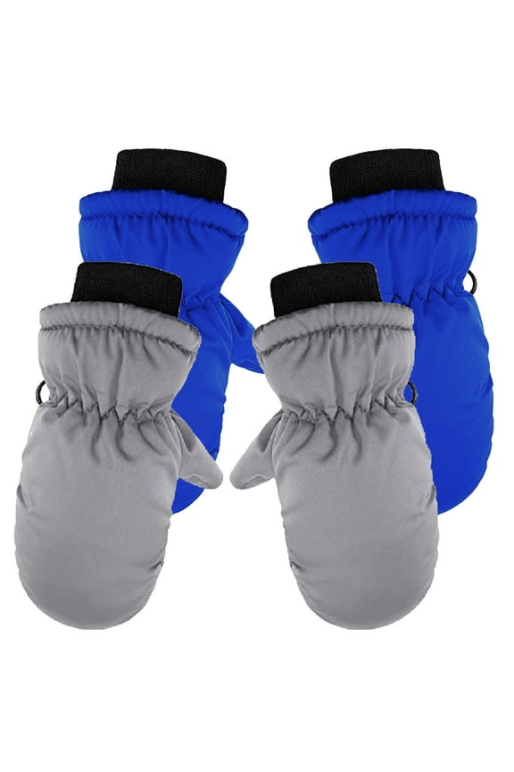 Winter Gloves 2Pairs Children Baby Boys Girls Warm Water-proof Outdoors Skiing Kids Full Finger Mittens Gloves