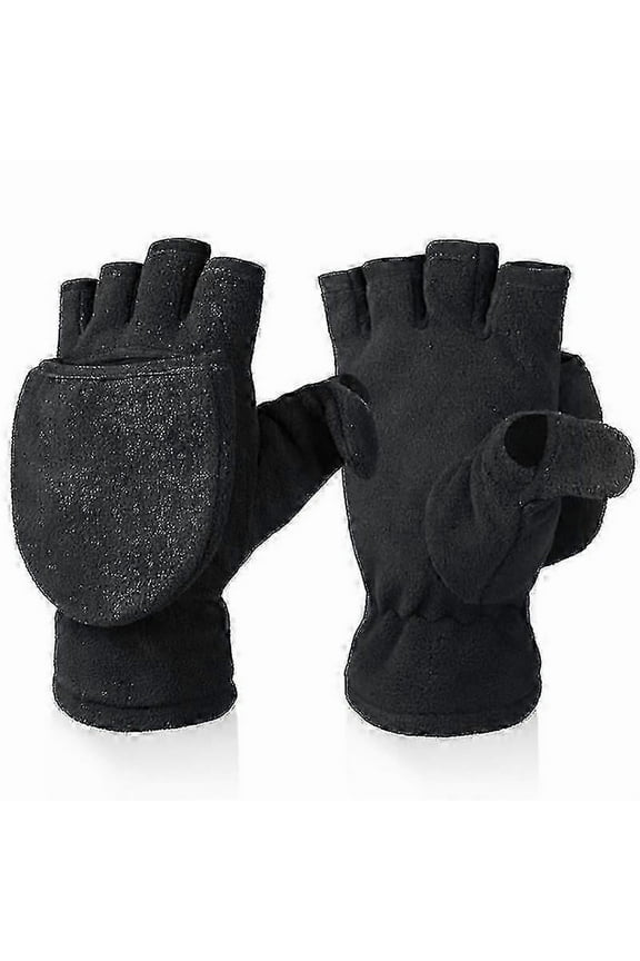Winter Gloves 3m Thinsulate Fingerless Convertible Thermal Mittens Windproof Insulated Polar Fleece