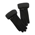 thumbnail image 1 of Winter Gloves, Audhol Women's Winter Suede Gloves with Cuffs Soft Warm Touchscreen Fleece Lined Cute Winter Gloves Black, One Size, 1 of 3