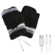 Winter Gloves Bmawag Laptop Women USB Heated Mitten Full&Half Finger Winter Warm Knit Hand Gloves Warm Touchscreen Gloves for Adult on Clearance
