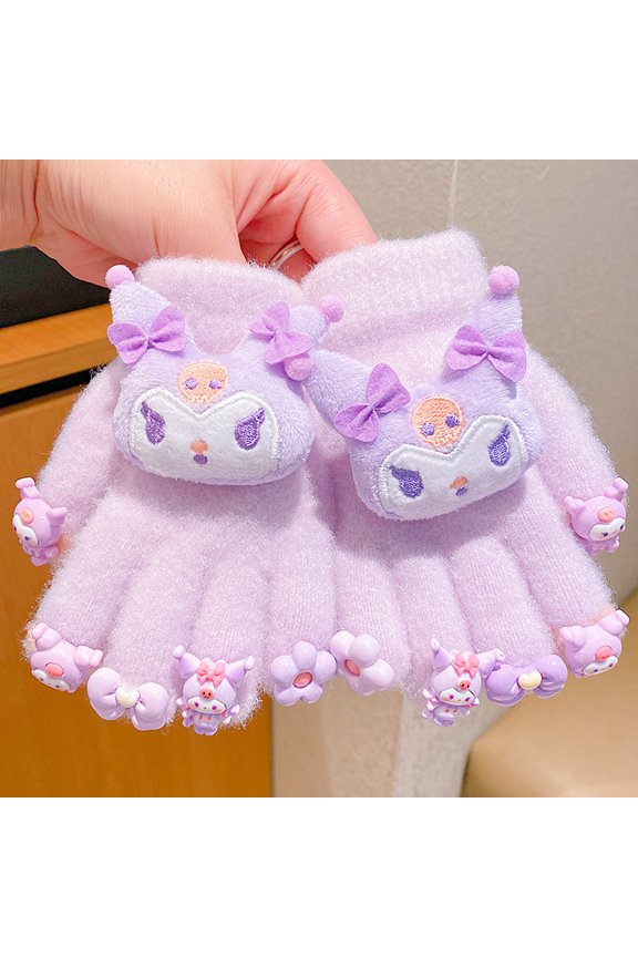 Winter Gloves Cute Cartoon Warm Cold-Proof Five-Finger Gloves Split-Finger Gloves