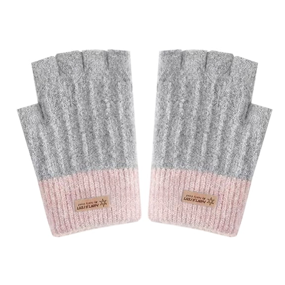 Winter Gloves Fingerless Women Warm Knit Half Fingers Mittens Thermal Fingerless Ladies Half Fingers For Running Sking Gloves