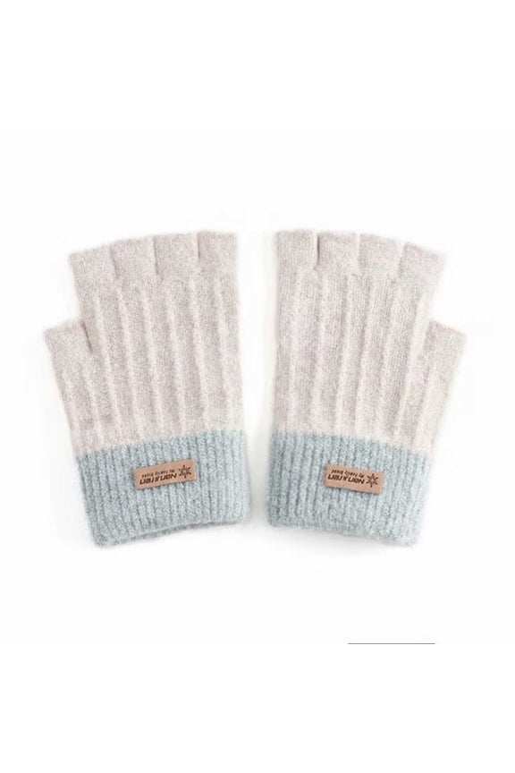 Winter Gloves Fingerless Women Warm Knit Half Fingers Mittens Thermal Fingerless Ladies Half Fingers For Running Sking Gloves