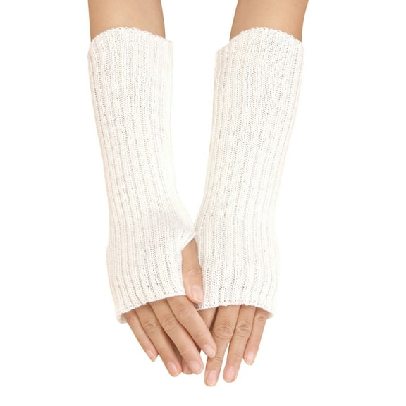 Winter Gloves For Women Solid Color Multicolor Wool Long Striped Knit Half Finger Gloves One Size Women's Knit Glove
