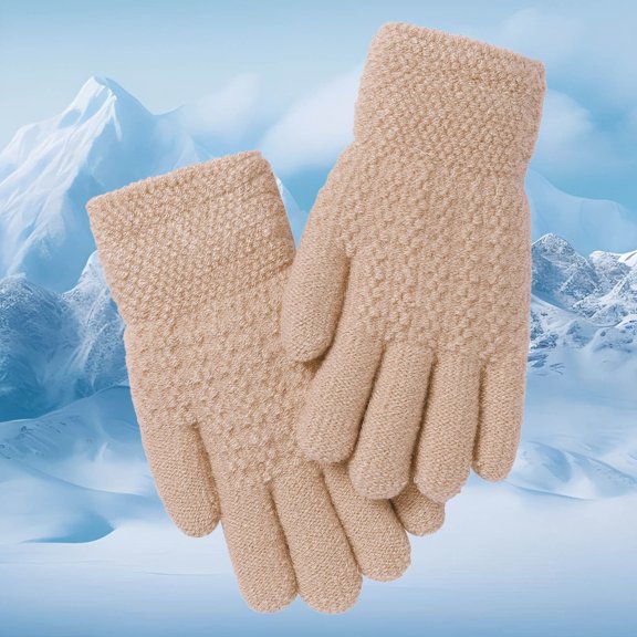 Winter Gloves Girls Fluffy Warm Lined Mittens Girls Knit Gloves for Ages 5-10 Years Boys
