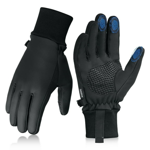 Winter Gloves Kids Windproof Sports Gloves Touch Screen Anti-Slip Warm for Boys Girls, Black, S