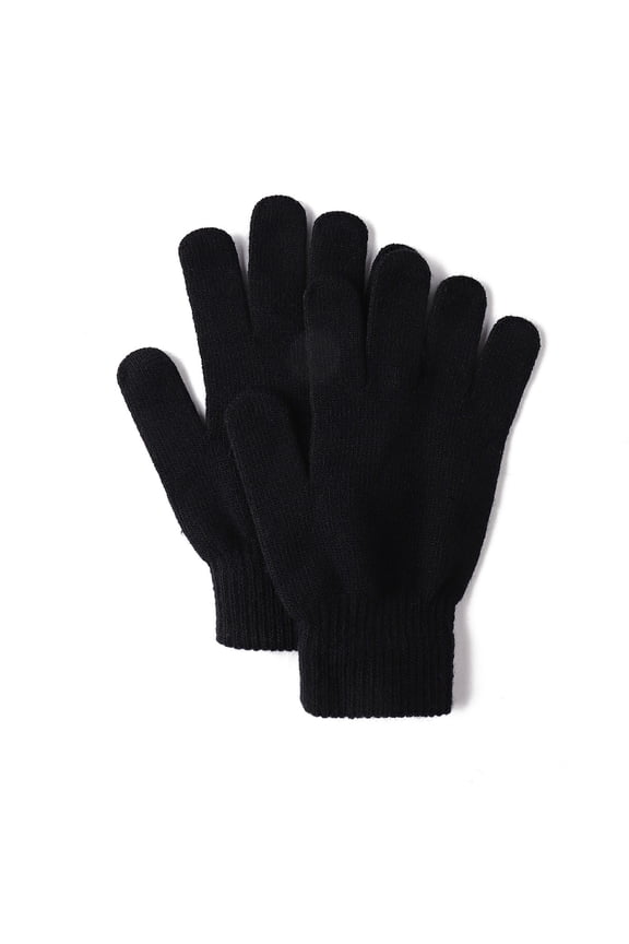 Winter Gloves Knit Warm Adult Stretchy Gloves Bulk for Men Women Teens Black Free