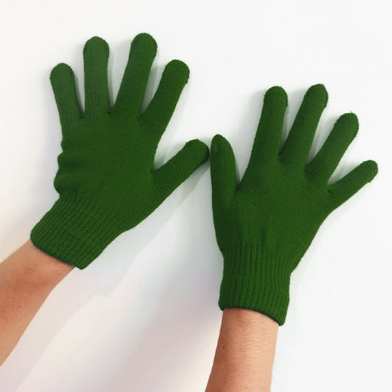 Winter Gloves Knitted Warm Gloves Five Fingered for Cold Winter Mittens Army Green One Size