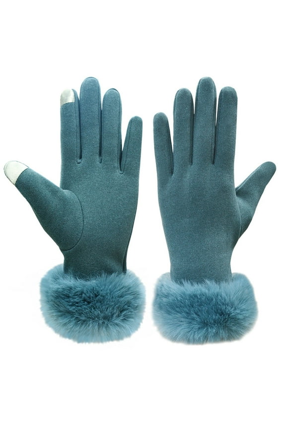 Winter Gloves Leopard Print Polyester With Faux Cuffs Gloves