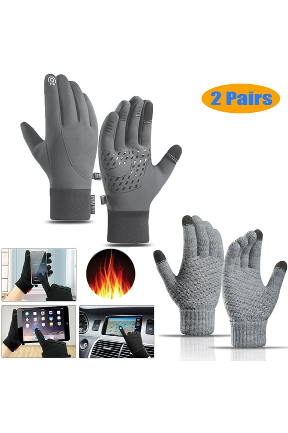 Touchscreen Warm Winter Gloves, Winter Gloves for Men Women (2 Pairs ), Touchscreen Warm Elastic Gloves with Fleece Lined, XL