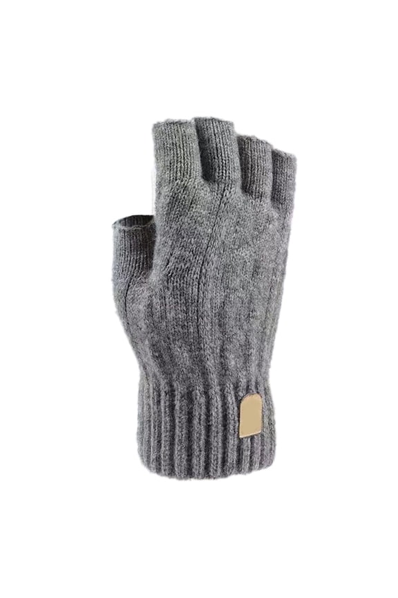Half Finger Warm Knit Gloves Thickened For Men And Women Autumn Winter Open Finger Thermal Handwear