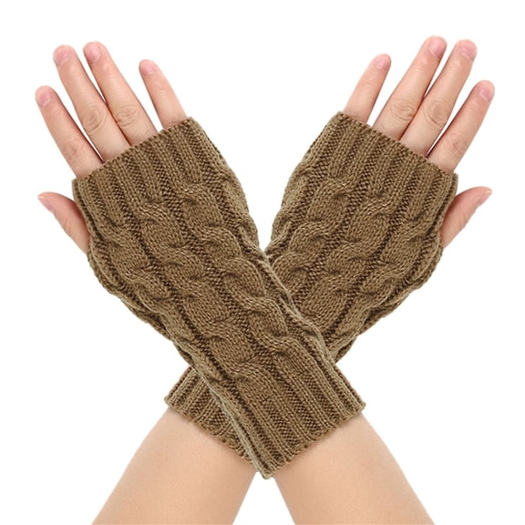 Winter Gloves Men Women Half Finger Knitted Gloves Soft Winter Hand Arm Wrist Warm Solid Fingerless Thumb Hole Mittens Gloves