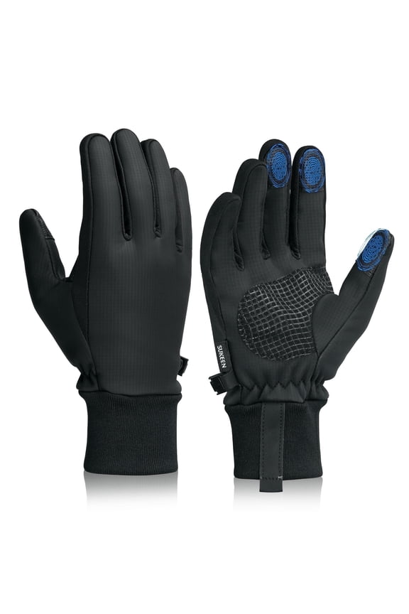 Winter Gloves Men Women Touch Screen Gloves Windproof Anti-Slip Warm for Running, Hiking, Cycling, Driving, Black, XL