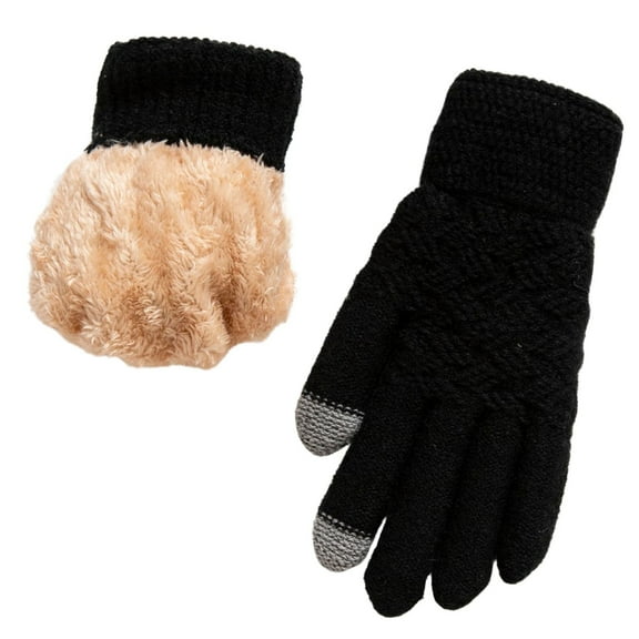 Winter Gloves Men and Women Gloves for Cold Weather Women's New Double Layer Mittens With Thickened Jacquard Knit Warm Winter Cycling Ski Gloves