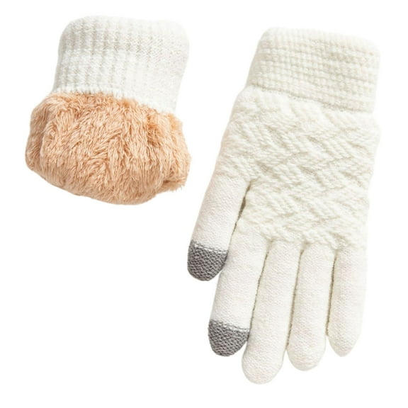 Winter Gloves Men and Women Gloves for Cold Weather Women's New Double Layer Mittens With Thickened Jacquard Knit Warm Winter Cycling Ski Gloves