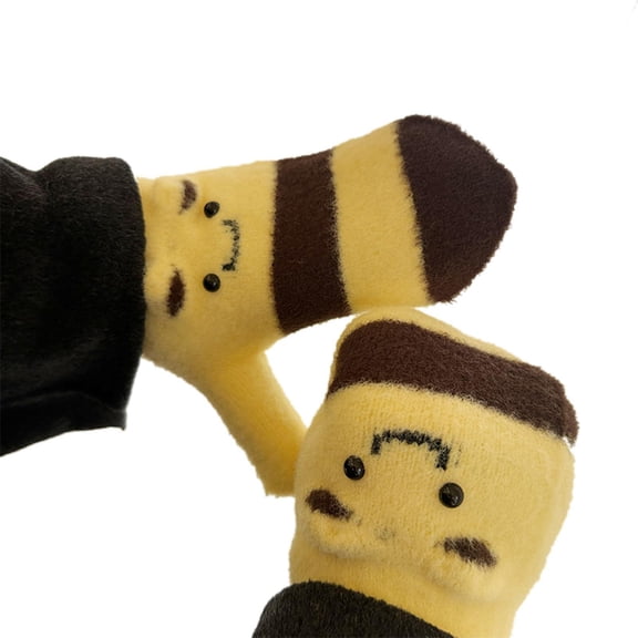 Winter Gloves Mittens for Women Men Funny Animal-Themed Warm Cozy Knitted Glove Cold Weather Lightweight Stretch Mitten
