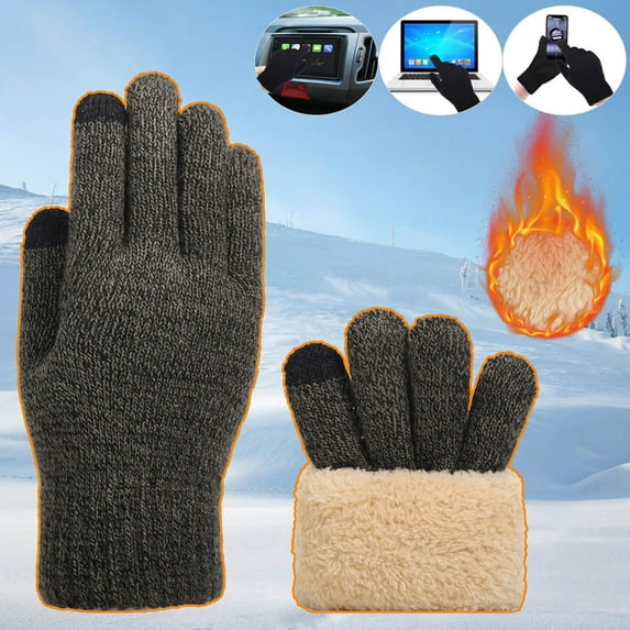 Winter Gloves Outdoor Men Women's Winter Gloves with Fleece Lining Touchscreen Warm Stretched Thick Knitted Gloves Wool Gloves Thermal Gloves