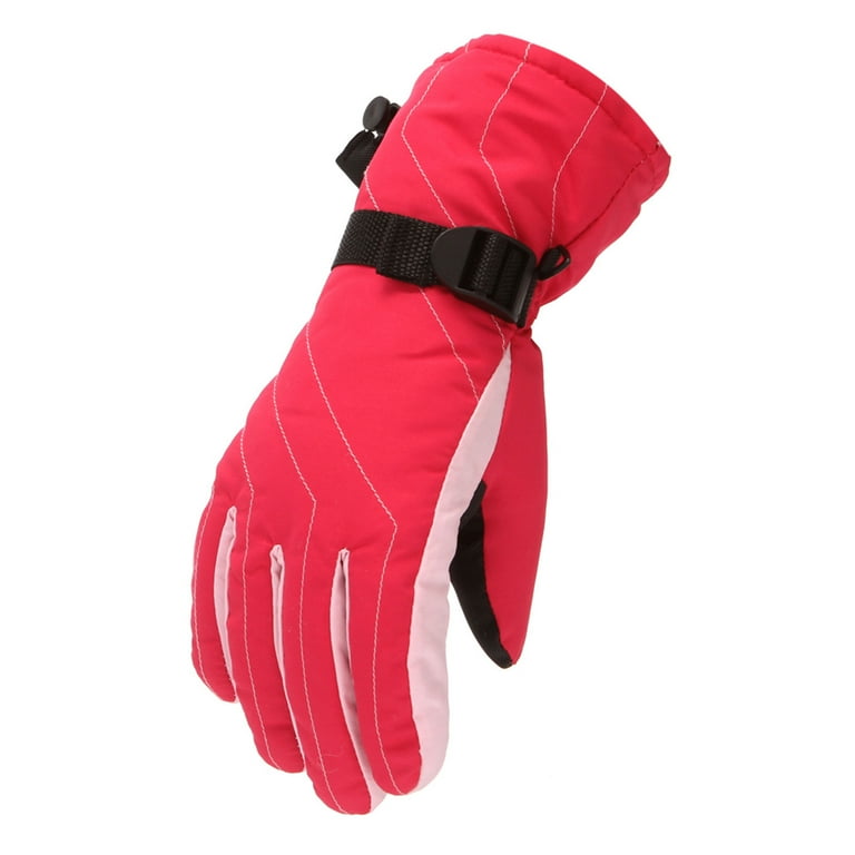 Winter Gloves Snow Windproof Mittens Outdoor Sports Skiing Rose red One Size