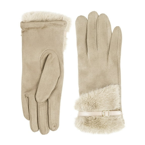 Winter Gloves with Soft Deerskin Suede Leather & Thermal Polar Fleece,Extra Soft 70G 3M Thinsulate,Thermal Insulated Gloves,Christmas Gifts for Lover(10Inch,Beige)