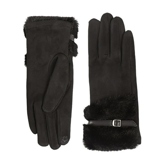 Winter Gloves with Soft Deerskin Suede Leather & Thermal Polar Fleece,Extra Soft 70G 3M Thinsulate,Thermal Insulated Gloves,Christmas Gifts for Lover(10Inch,Black)