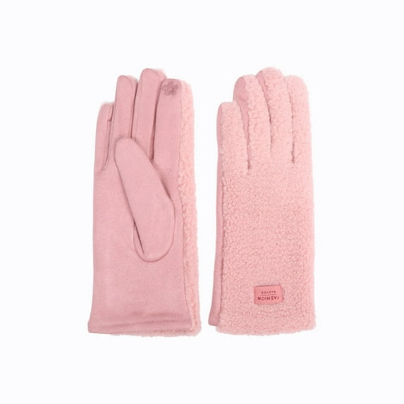 Winter Gloves with Soft Deerskin Suede Leather & Thermal Polar Fleece,Extra Soft 70G 3M Thinsulate,Thermal Insulated Gloves,Christmas Gifts for Lover(9.84Inch,Pink)