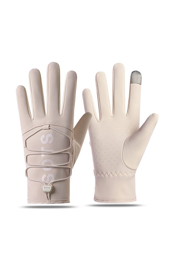 Winter Gloves Thermal Full Finger Gloves Snap Windproof Touchscreen Winter Mittens Khaki One Size