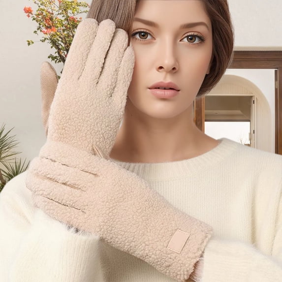Winter Gloves Thermal Gloves Windproof Touchscreen Cold Weather Riding Skiing Snow Mittens Khaki One Size