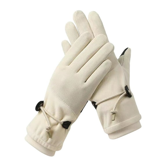 Winter Gloves, Touchscreen Gloves, Windproof Thickened Plush Full-Finger Outdoor Cycling Gloves, Unisex Warm Insulated Zipper Fit All Size