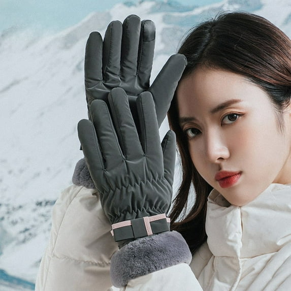 Winter Gloves Touchscreen Warm Thermal Thickened Windproof Cold Proof Ski Gloves Outdoor Cycling Sports Hand Protection Fleece Lined