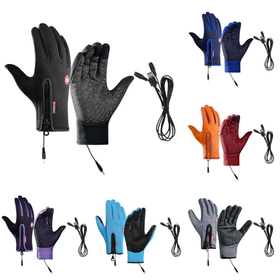 Winter Gloves Unisex Usb Heated Windproof Waterproof Anti- Thermal Cycling Mittens for Cold Weather